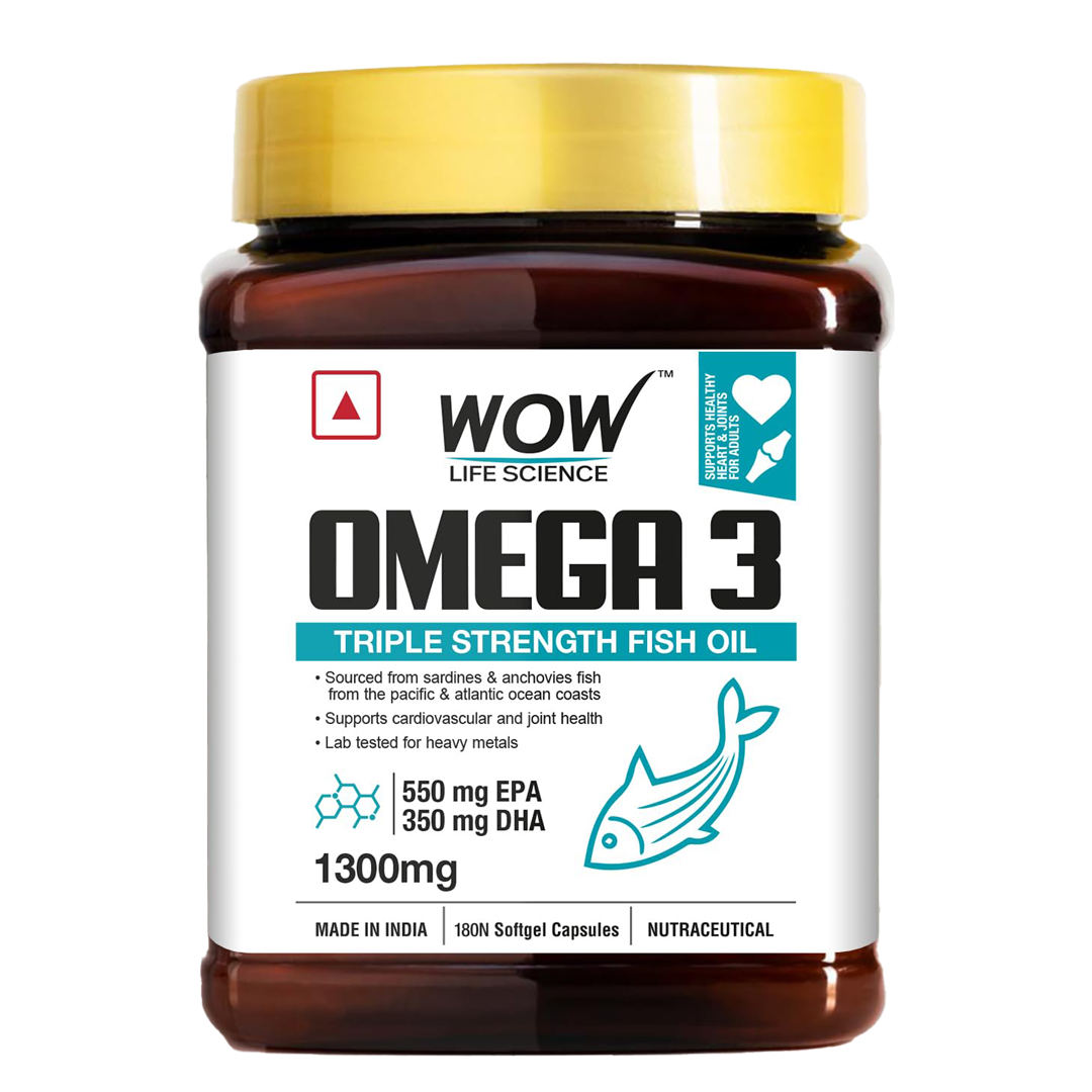 WOW Life Science Omega-3 1300 mg EPA +DHA Enriched, 60 Capsules