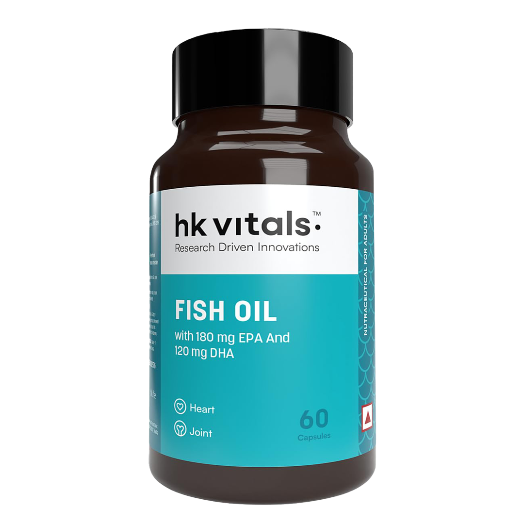 HealthKart HK Vitals Fish Oil 1000mg with 180mg EPA and 120mg DHA, 30 capsules